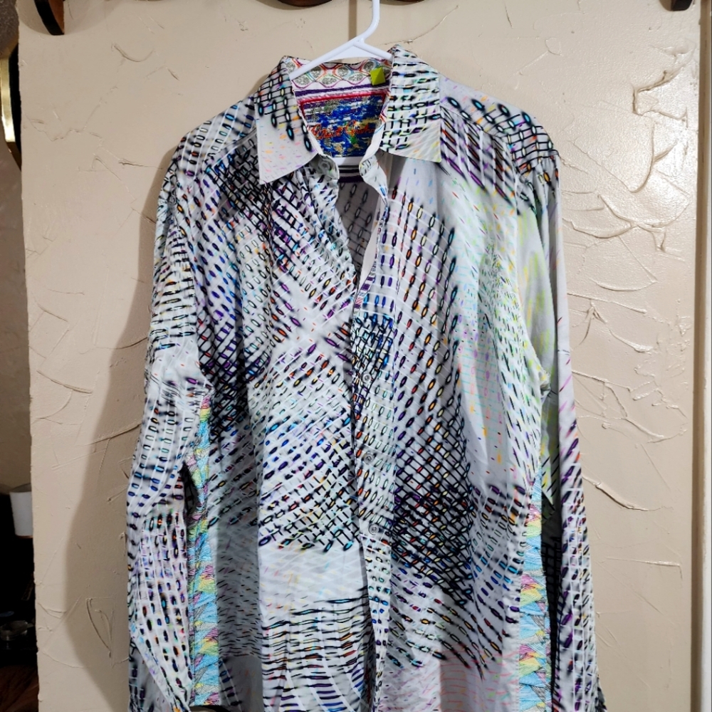 Robert Graham print long-sleeve very rare size 2XL grey multicolored